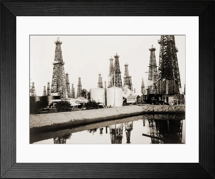 Framed Print : Oil derricks in Santa Fe Springs, California. 1923