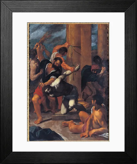 Framed Print : Altarpiece of St Omobono (Virgin in Glory and Saints), by Ludovico Carracci, 1592 - 1594 about, 16th Century, oil on canvas, cm 219 x 148 - Italy, Emilia Romagna, Bologna