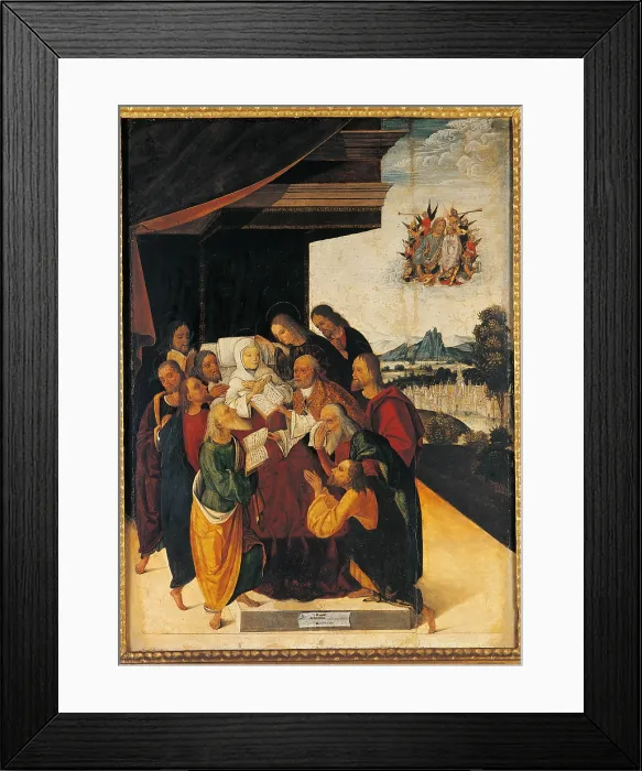 Framed Print : The Death of the Virgin, by Michele Coltellini, 1502 about, 16th Century, panel, - Italy, Emilia Romagna, Bologna, National Picture Gallery. All