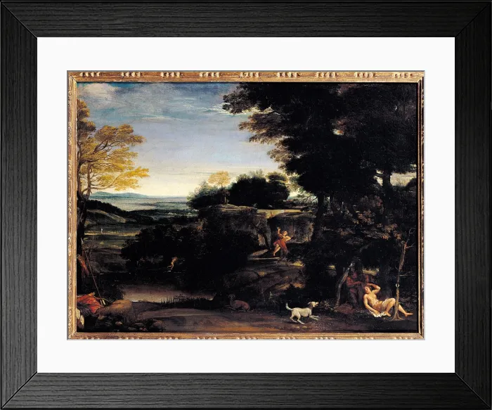Framed Print : Assumption of the Virgin, by Domenico Zampieri known as il Domenichino, 1610 - 1620 about, 17th Century, oil on canvas, cm 38, 5 x 51, 5 - Italy, Emilia Romagna, Bologna