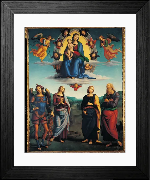Framed Print : Landscape with Silvia and Satyr, by Pietro Vannucci known as Perugino, 1500 about, 16th Century, oil on panel, cm 276 x 213 - Italy, Emilia Romagna, Bologna, National Art Gallery