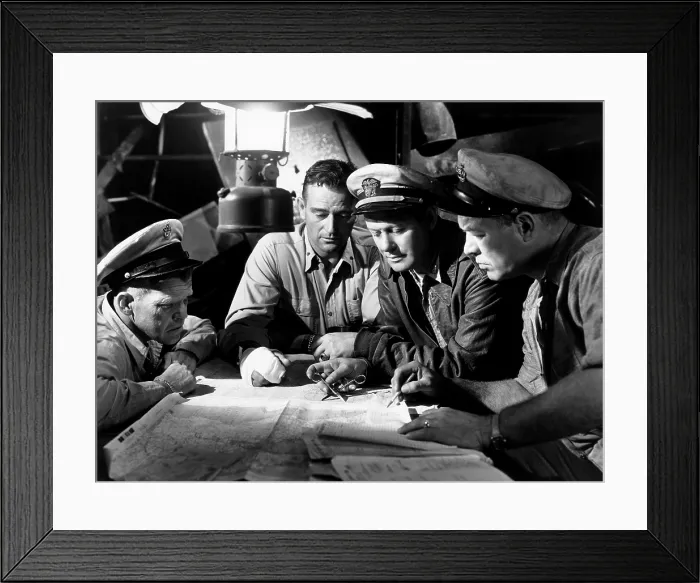 Framed Print : THEY WERE EXPENDABLE, from left, Murray Alper, John Wayne, Robert Montgomery, Ward Bond, 1945 Framed Print : THEY WERE EXPENDABLE, from left, Murray Alper, John Wayne, Robert Montgomery, Ward Bond, 1945