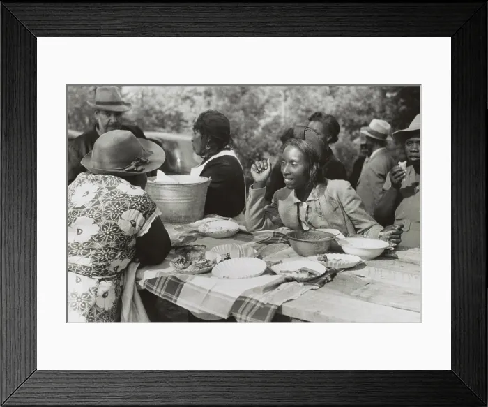 Framed Print : African American women at an outdoor picnic near Yanceyville, NC. Oct. 1940. The picnic was for a meeting of ministers and deacons of the African American church