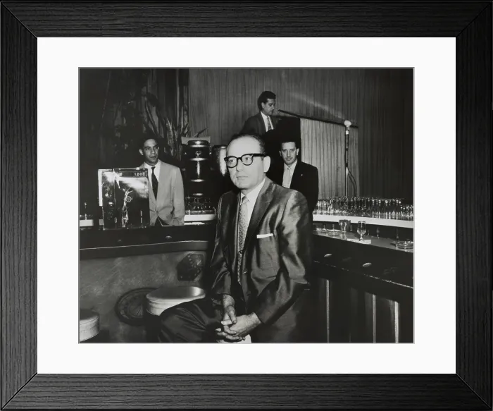 Framed Print : Gangster Santo Trafficante sitting on a stool in his Sans Souci Night Club in Havana, Cuba. Jan. 15, 1958 Framed Print : Gangster Santo Trafficante sitting on a stool in his Sans Souci Night Club in Havana, Cuba. Jan. 15, 1958