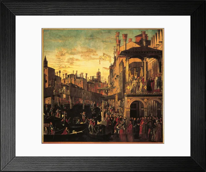 Framed Print : Miracle of the Relic of the True Cross at the Rialto Bridge or The Healing of the Possessed Man, by Vittore Carpaccio, 1494, 15th Century, oil on canvas, cm 371 x 392 - Italy