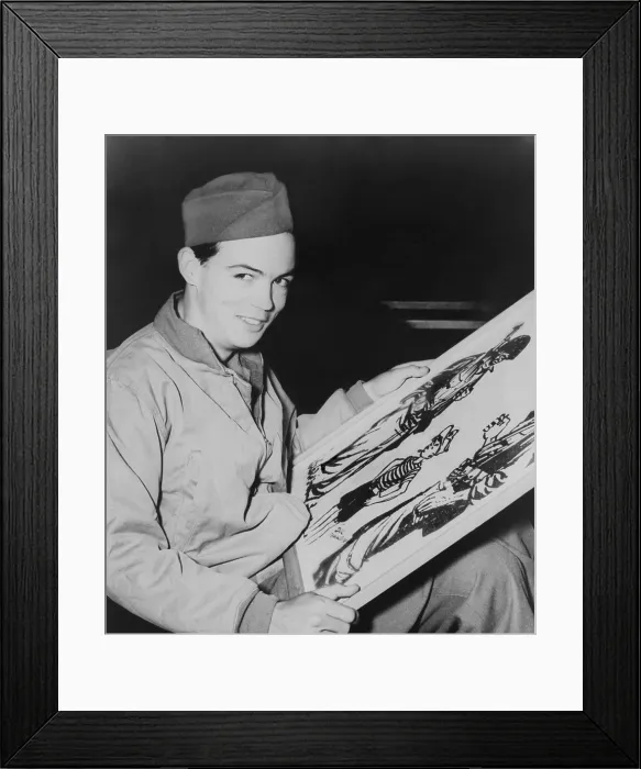 Framed Print : Bill Mauldin, American World War 2 soldier and cartoonist won his first Pulitzer Prize in 1945