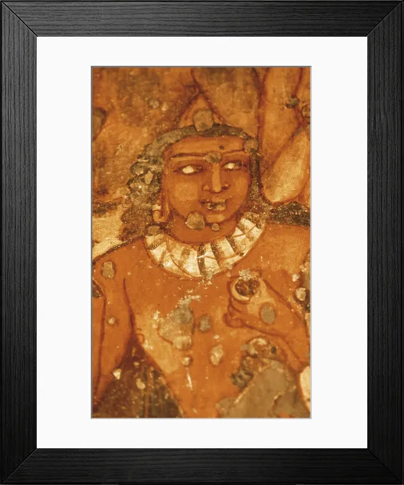 Framed Print : INDIA. Ajanta. Ajanta Caves. Detail in one of the 'Jataka' reincarnations and episodes of life of Budha. Mural painting, 6th-7th c. Hindu art. Gupta period. Fresco Framed Print : INDIA. Ajanta. Ajanta Caves. Detail in one of the 'Jataka' reincarnations and episodes of life of Budha. Mural painting, 6th-7th c. Hindu art. Gupta period. Fresco