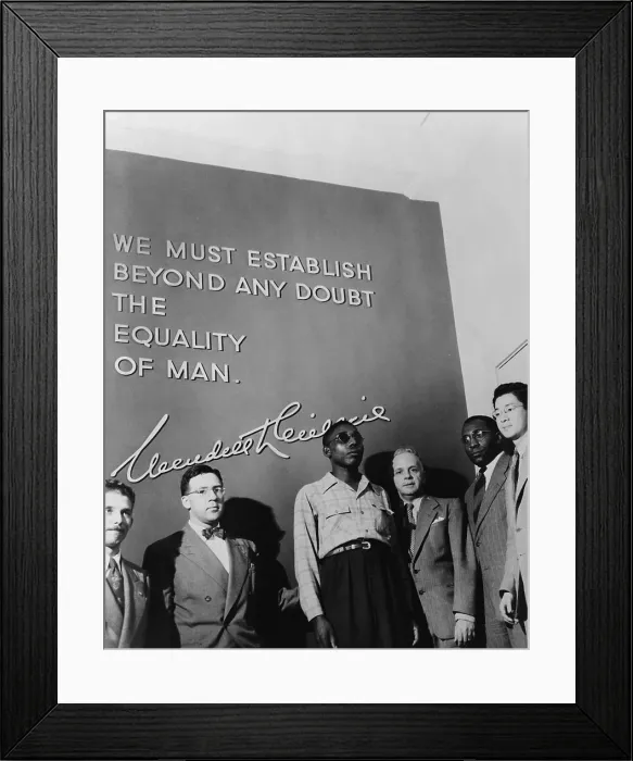 Framed Print : Blinded Veteran Isaac Woodard with Walter White of the NAACP and other supporters