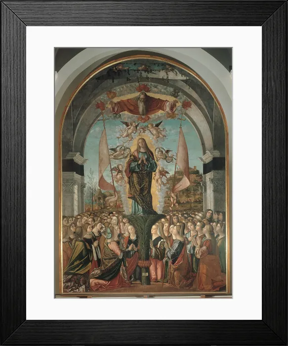 Framed Print : Legend of St Ursula Apotheosis of St Ursula, by Vittore Carpaccio, 1491, 15th Century, oil on canvas, cm 481 x 336 - Italy, Veneto, Venice, Accademia Art Galleries. All Framed Print : Legend of St Ursula Apotheosis of St Ursula, by Vittore Carpaccio, 1491, 15th Century, oil on canvas, cm 481 x 336 - Italy, Veneto, Venice, Accademia Art Galleries. All