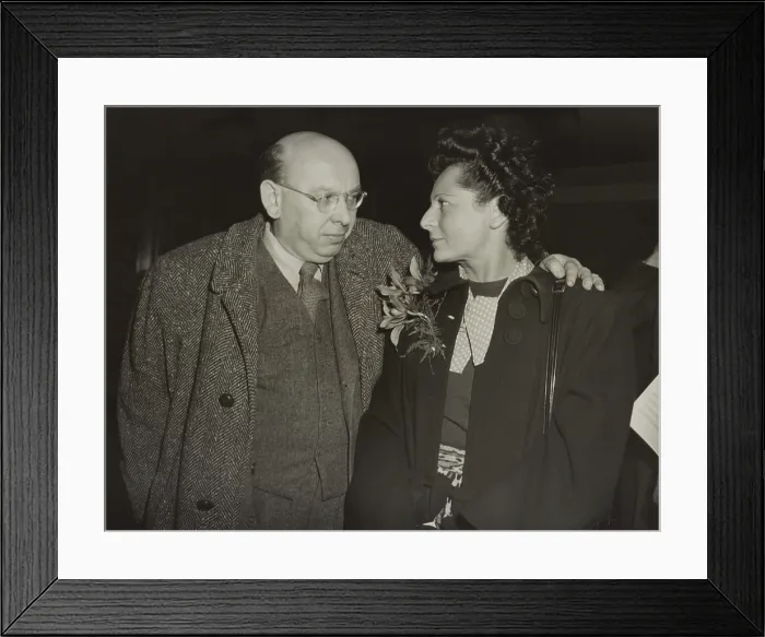 Framed Print : Hanns Eisler and his wife Anna Louise, at LaGuardia before flying to Prague on March 26, 1948