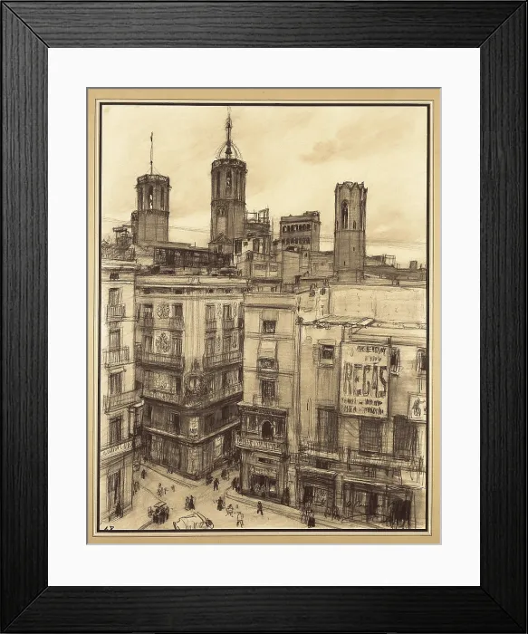 Framed Print : BAIXERAS i VERDAGUER, Dionis (1862-1943). Barcelona. Plaza del Angel (Angel Square). 19th-20th c. Drawing. SPAIN. Barcelona. Barcelona City History Museum. - J Framed Print : BAIXERAS i VERDAGUER, Dionis (1862-1943). Barcelona. Plaza del Angel (Angel Square). 19th-20th c. Drawing. SPAIN. Barcelona. Barcelona City History Museum. - J