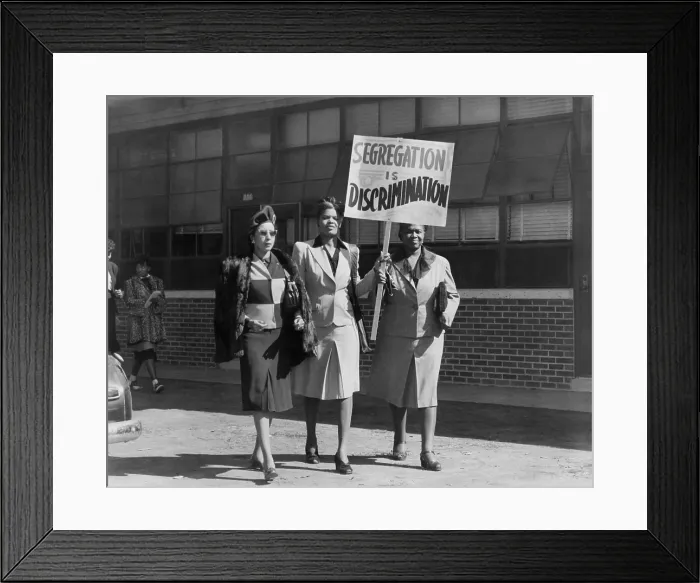 Framed Print : Three African American women with sign reading, Segregation is Discrimination'. Houston, Texas, ca. 1948. (BSLOC_2014_13_120)