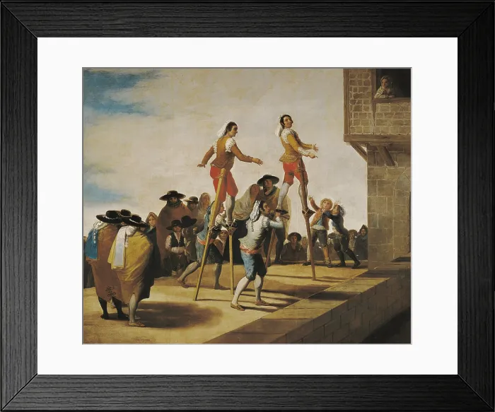 Framed Print : GOYA Y LUCIENTES, Francisco de (1746-1828). The Stilts, 1791 - 1792. 1791 - 1792. Painted for the King's Room in El Escorial. The tapestry is preserved at El Pardo
