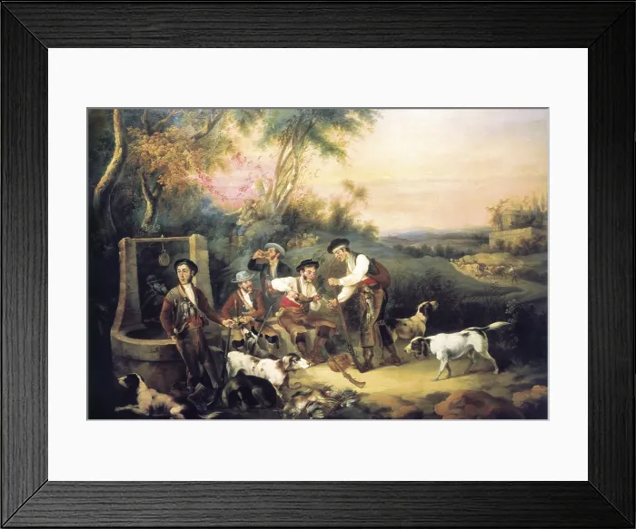 Framed Print : CORTES Y AGUILAR, Andres (1815-1880). Hunters Scene. Costumbrism. Oil on canvas. - CAGP / Iberfoto / Everett Collection (560432)**US SALES ONLY**