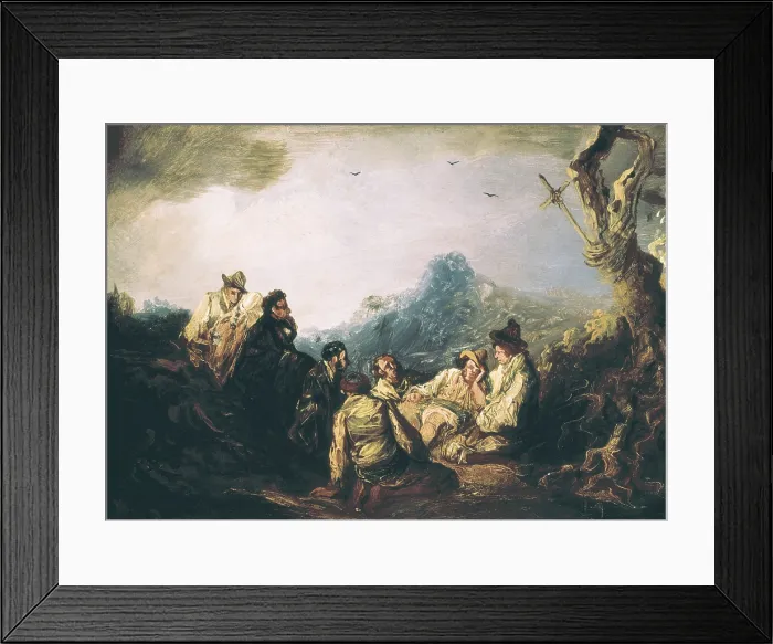 Framed Print : ALENZA y NIETO, Leonardo (1807-1845). Bandits in the mountains. 1st half 19th c. Romanticism. Oil on canvas. SPAIN. Madrid. Museo Nacional del Romanticismo