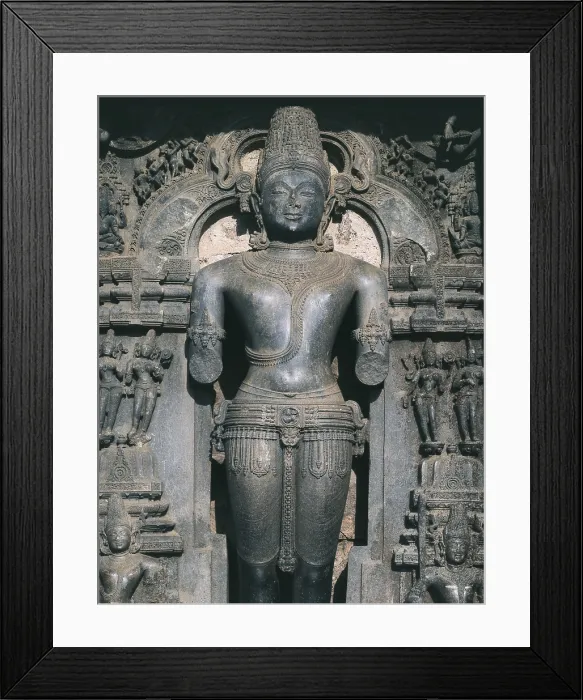 Framed Print : INDIA. Konarak. Sun Temple. Built between 1240 and 1258 by King Narasimha Deva I honoring the god Surya. Detail of statue of God of the sun. Hindu art. Relief on rock
