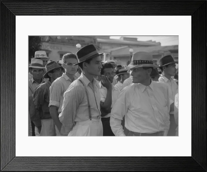 Framed Print : Men at a strike meeting in Yabucoa, Puerto Rico. Jan. 1942. Photo by Jack Delano. (BSLOC_2014_13_130)