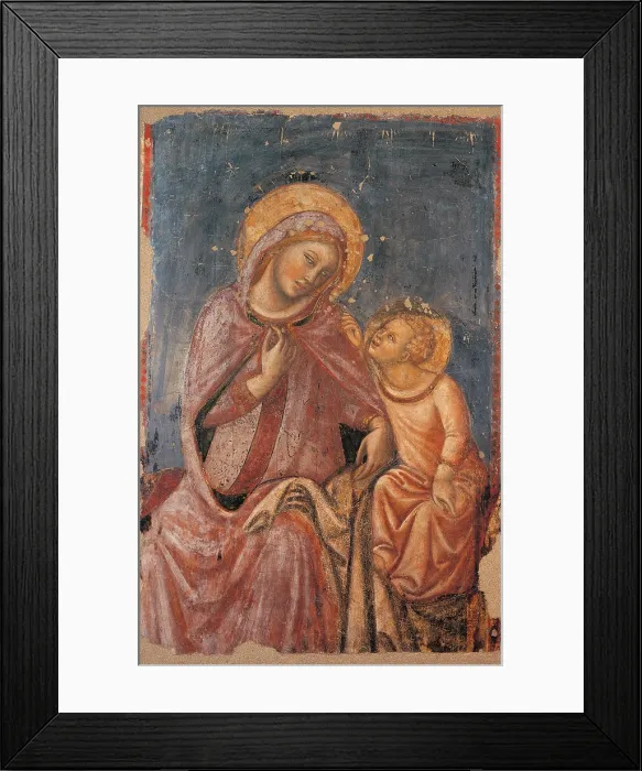 Framed Print : Madonna Sewing, by Vitale degli Equi known as Vitale da Bologna, 1330 - 1340, 14th Century, tempera and oil on panel, detached painted mural, - Italy, Emilia Romagna, Bologna Framed Print : Madonna Sewing, by Vitale degli Equi known as Vitale da Bologna, 1330 - 1340, 14th Century, tempera and oil on panel, detached painted mural, - Italy, Emilia Romagna, Bologna