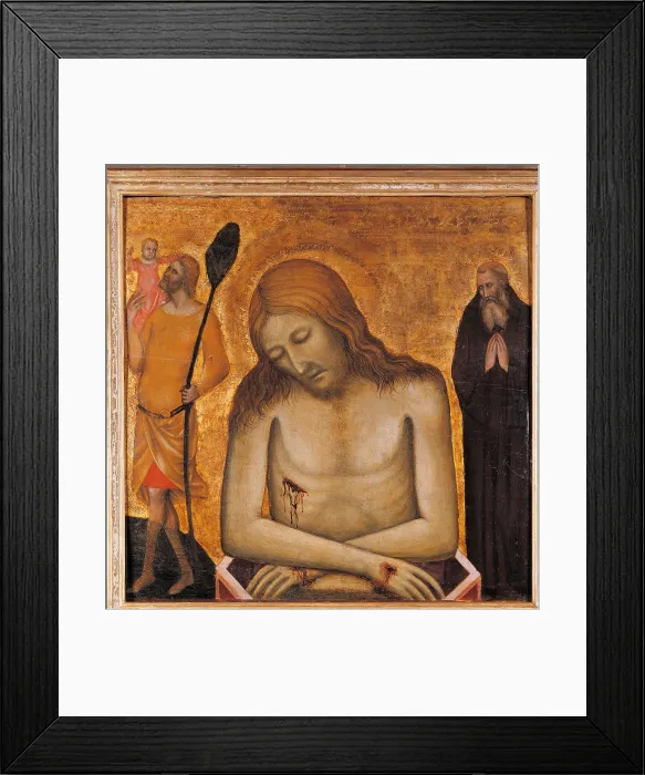 Framed Print : Virgin Announced with Saints Jerome and John Baptist, by Vitale degli Equi known as Vitale da Bologna, 1355 about, 14th Century, tempera on panel, cm 53, 5 x 54 - Italy