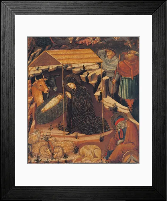 Framed Print : Adoration of the Child, by Barnaba da Modena, 1375 - 1380 about, 14th Century, tempera on poplar panel, cm 57 x 50 - Italy, Lombardy, Milan, Brera Art Gallery. All Framed Print : Adoration of the Child, by Barnaba da Modena, 1375 - 1380 about, 14th Century, tempera on poplar panel, cm 57 x 50 - Italy, Lombardy, Milan, Brera Art Gallery. All