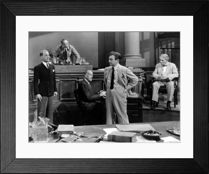 Framed Print : THEY WON'T FORGET, Otto Kruger, Leonard Mudie, Claude Rains (standing, E. Alyn Warren (right), 1937 Framed Print : THEY WON'T FORGET, Otto Kruger, Leonard Mudie, Claude Rains (standing, E. Alyn Warren (right), 1937
