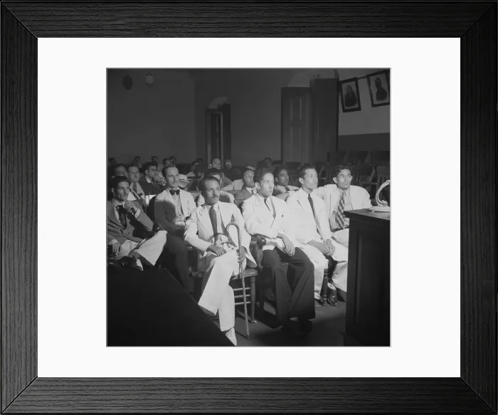 Framed Print : Defendants during the trial of Nationalists at former Spanish Army barracks. Dec. 1937, Ponce, Puerto Rico