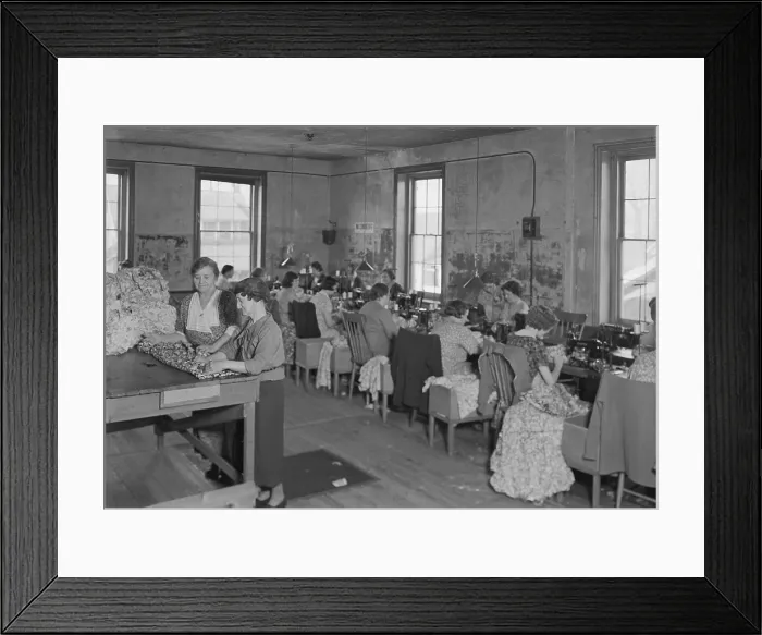 Framed Print : Women in the work room of the Western Dress Factory. Millville, N.J. 1936. Photo by Lewis Hine. - (BSLOC_2015_1_171)