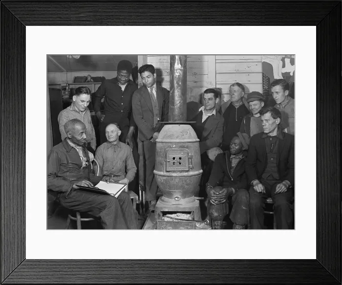Framed Print : Unemployed miners at Scott's Run, West Virginia, March 1937