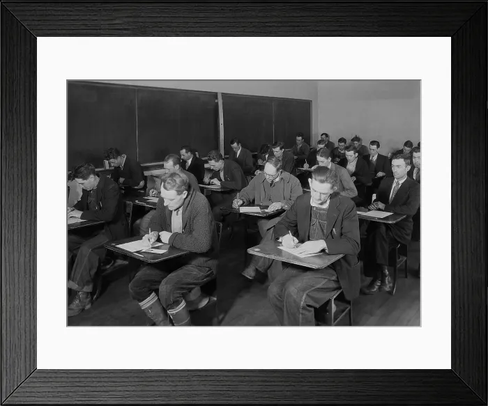 Framed Print : Skilled and unskilled laborers taking the TVA examination, Clinton, Tennessee. Nov. 1933. The Tennessee Valley Authority began hiring workers in late 1933. Photo by Lewis Hine Framed Print : Skilled and unskilled laborers taking the TVA examination, Clinton, Tennessee. Nov. 1933. The Tennessee Valley Authority began hiring workers in late 1933. Photo by Lewis Hine