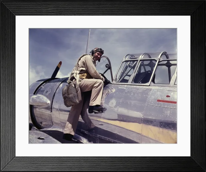 Framed Print : African American Cadet L. Deitz at the Naval Air Base, Corpus Christi, Texas. August 1942, during World War 2. (BSLOC_2013_14_243)