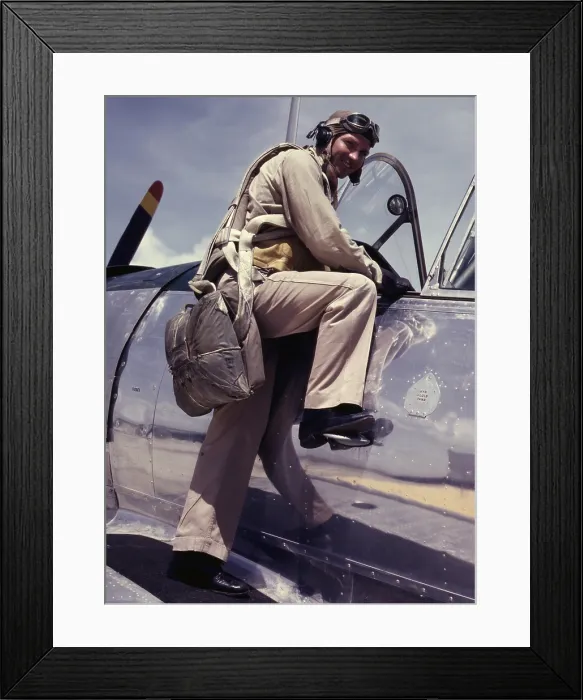 Framed Print : African American Cadet L. Deitz at the Naval Air Base, Corpus Christi, Texas. August 1942, during World War 2. (BSLOC_2013_14_244)