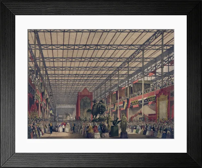Framed Print : Queen Victoria with Prince Consort Albert and their two oldest children Albert Edward and Victoria lead a royal procession into the Great Industrial Exhibition of 1851