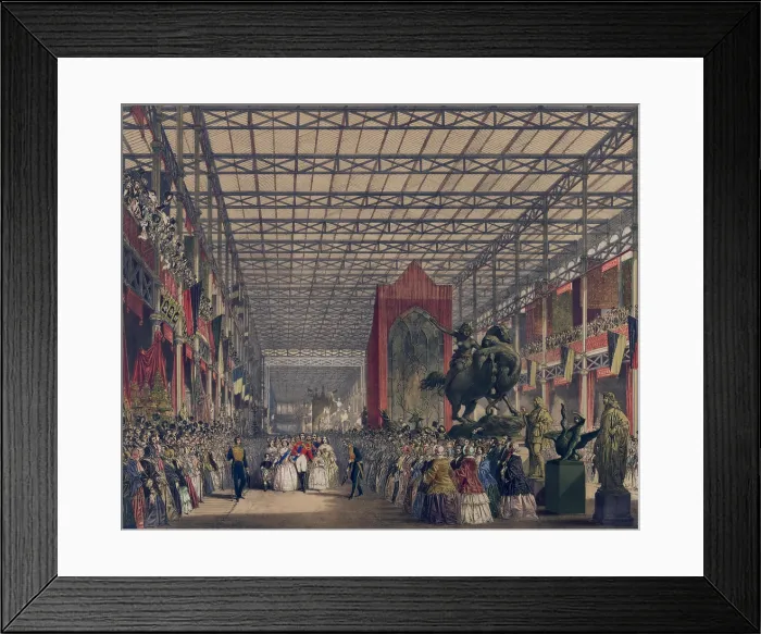 Framed Print : Queen Victoria with Prince Consort Albert and their two oldest children Albert Edward and Victoria lead a royal procession into the Great Industrial Exhibition of 1851