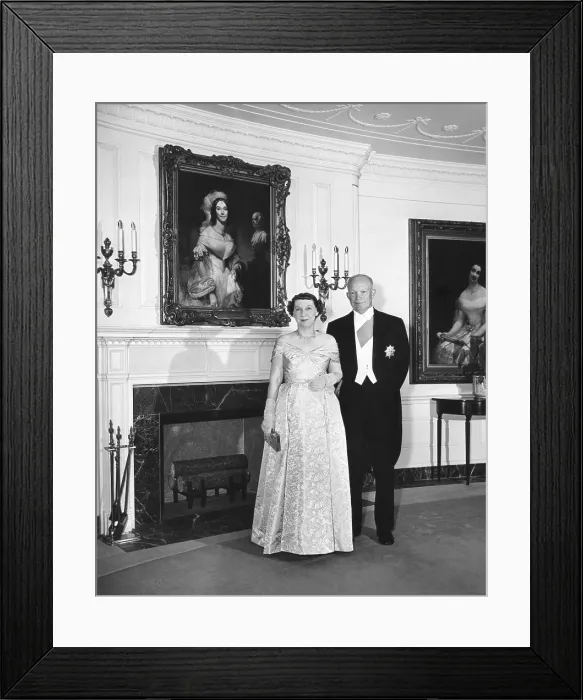Framed Print : President and Mamie Eisenhower before a dinner at the Ethiopian Embassy in honor of Haile Selassie. May 28, 1954. - (BSLOC_2014_16_80) Framed Print : President and Mamie Eisenhower before a dinner at the Ethiopian Embassy in honor of Haile Selassie. May 28, 1954. - (BSLOC_2014_16_80)