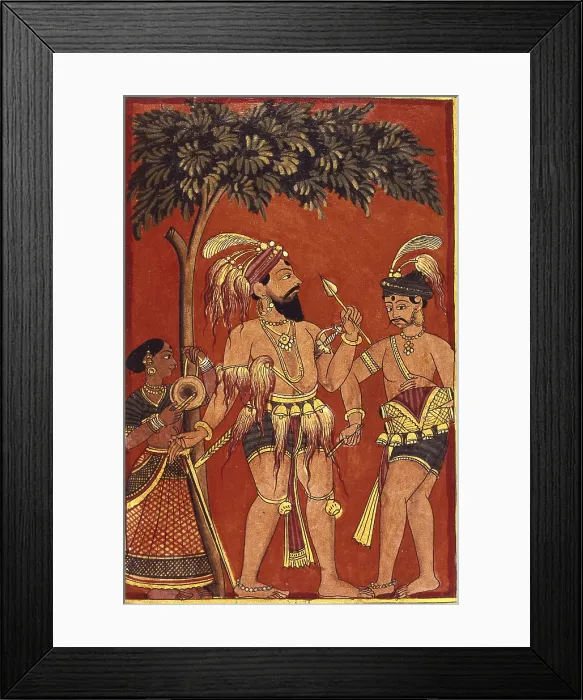 Framed Print : Two Indian warriors. Hindu art. Miniature Painting. - Iberfoto / Everett Collection (261745)**US SALES ONLY** Framed Print : Two Indian warriors. Hindu art. Miniature Painting. - Iberfoto / Everett Collection (261745)**US SALES ONLY**