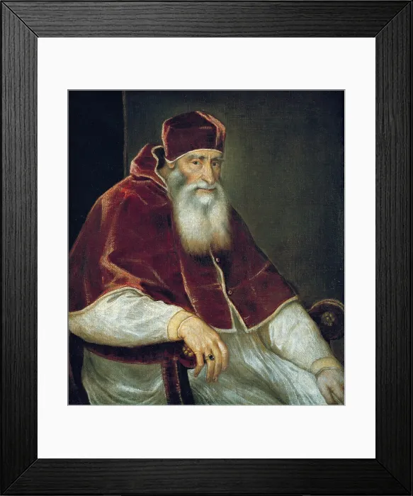 Framed Print : TTITIA, Tiziano Vecello, also called (1490-1576). Portrait of Pope Paul III. ca. 1547. Made by Titian and his atelier. Renaissance art. Cinquecento. Oil on canvas. RUSSIA