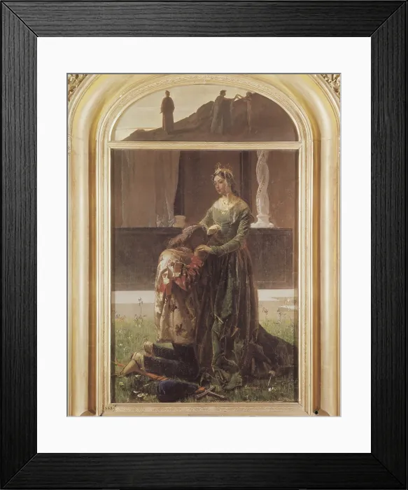 Framed Print : FARUFFINI, Federico (1831-1879). Sordello and Cunizza. 1864. Pre-Raphaelite art. Oil on canvas. ITALY. Milan. Pinacotheca of Brera