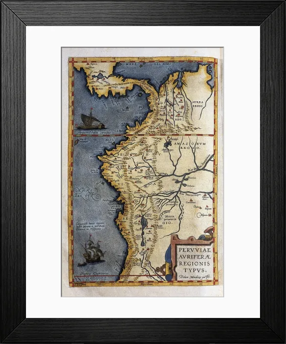 Framed Print : ORTELIUS, Abraham (1527-1598). Theatrum Orbis Terrarum. 1570. It is considered to be the first modern atlas. Map of Peru