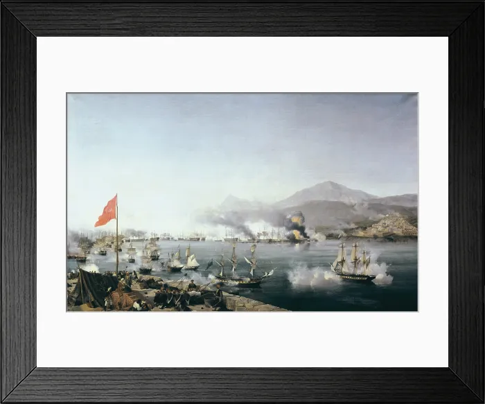 Framed Print : GARNERAY, Louis (1783-1857). Naval Battle of Navarino. ca. 1827. Greek War of Independence (1821-1832). Battle of Navarino, October 20th, 1827
