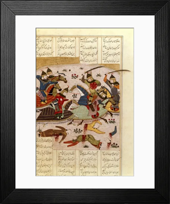 Framed Print : Shahnameh. The Book of Kings. 16th c. Depiction of a battle. Islamic art. Miniature Painting. - Iberfoto / Everett Collection (562181)**US SALES ONLY**