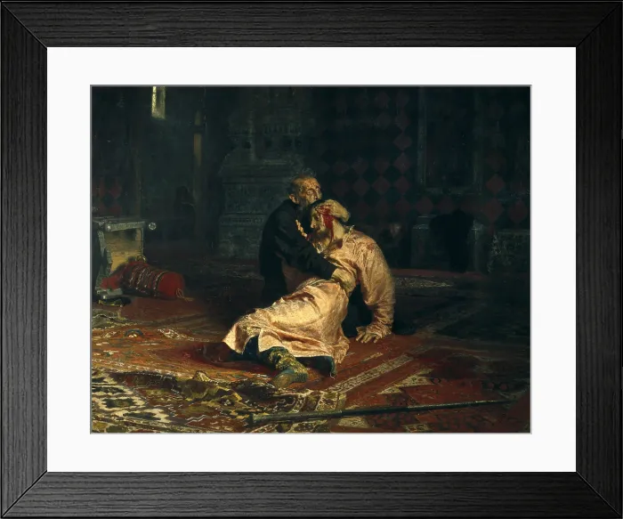 Framed Print : Repin, Ilya Yefimovich (1844-1930). Ivan the Terrible and his son Ivan on 16 November, 1581 Ivan the Terrible and his son Ivan on 16 November, 1581. 1885. Realism. Oil on canvas