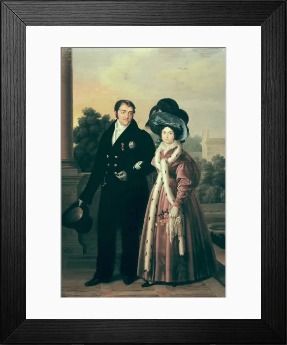 Framed Print : CRUZ Y RIOS, Luis de la (1776-1853). Ferdinand VII and Maria Christina of the Two Sicilies. 1832. Oil on canvas. SPAIN. Oviedo. Fine Arts Museum of Asturias