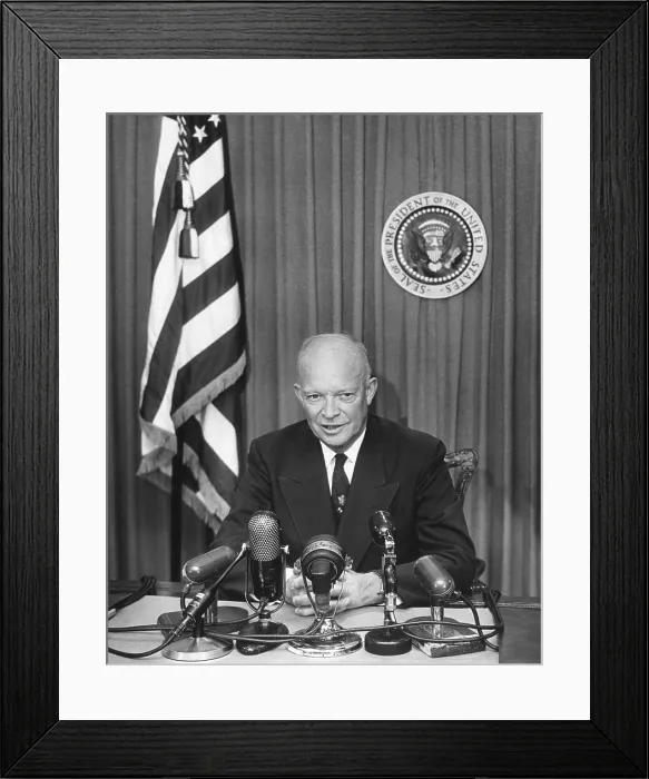 Framed Print : President Eisenhower recording a message for the Committee for Religion in American Life, Inc. Oct. 22, 1953. - (BSLOC_2014_16_67) Framed Print : President Eisenhower recording a message for the Committee for Religion in American Life, Inc. Oct. 22, 1953. - (BSLOC_2014_16_67)