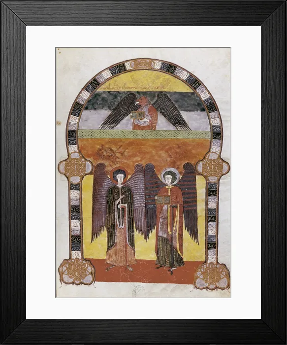 Framed Print : Beatus of Girona. 976. Saint Mark the Evangelist. Codex from the monastery of San Salvador de Tabara to the Commentary on the Apocalypse of St