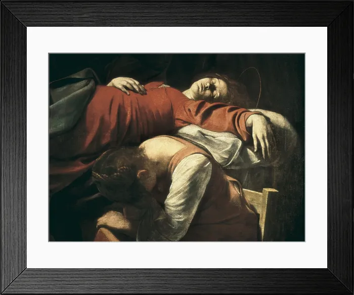 Framed Print : CARAVAGGIO, Michelangelo Merisi da (1573-1610). The Death of the Virgin. 1600s. Right detail. Baroque art. Oil on canvas. FRANCE. Paris. Louvre Museum