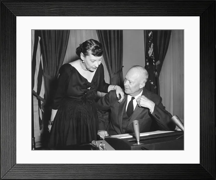 Framed Print : First Lady Mamie Eisenhower talks with the President before his Radio-TV address of Feb. 29, 1956 Framed Print : First Lady Mamie Eisenhower talks with the President before his Radio-TV address of Feb. 29, 1956