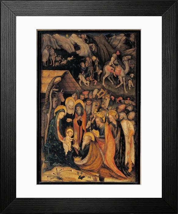 Framed Print : Adoration of the Magi, by Unknown Artist, 1435 about, 15th Century, tempera and oil on panel, cm 72 x 47 - Italy, Lombardy, Milan, Brera Art Gallery. All