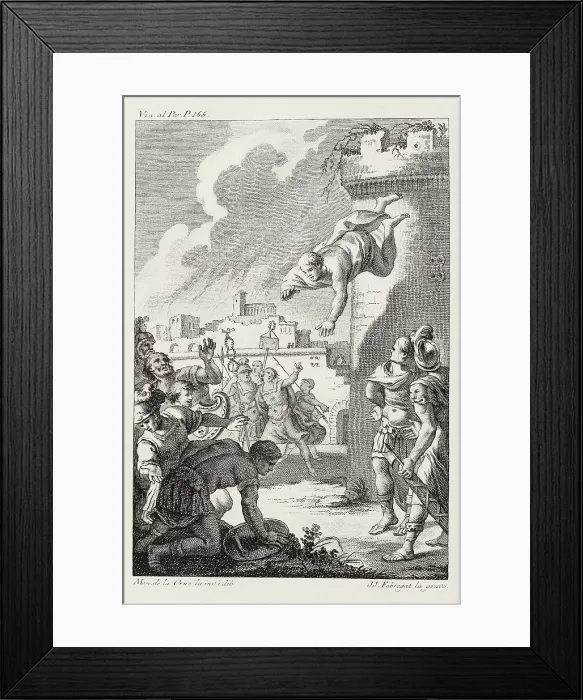 Framed Print : CRUZ VAZQUEZ, Manuel de la (1750-1792); FABREGAT, Jose Joaquin (1748-1844). Numancia. 1780. Illustration of Miguel de Cervantes work 'La Numancia'. Engraving