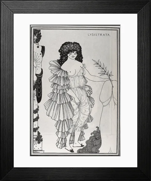 Framed Print : BEARDSLEY, Aubrey Vincent (1872-1898). Lysistrata. 1896. Lysistrata shielding her coynte Framed Print : BEARDSLEY, Aubrey Vincent (1872-1898). Lysistrata. 1896. Lysistrata shielding her coynte