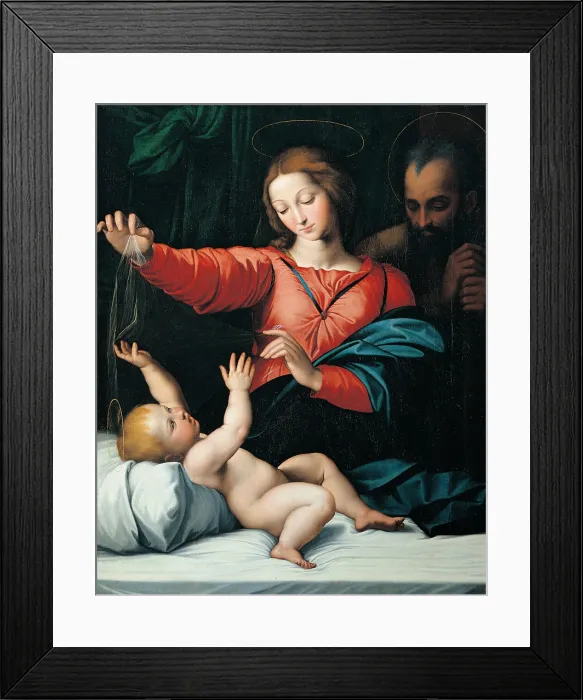 Framed Print : Madonna with the Veil, by attributed to Giovanni Battista Salvi known as Sassoferrato, 1580 - 1599 about, 16th Century, oil on canvas, cm 85 x 69 - Italy, Lombardy, Milan